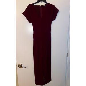 Plum V-Neck Jumpsuit